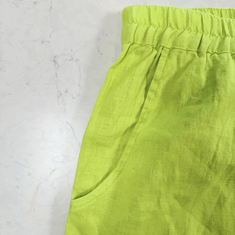 Ali Miles Lime Womens Cropped Linen Blend Pockets Wide Leg Artsy Fringe Pants 2X - Picture 10 of 16